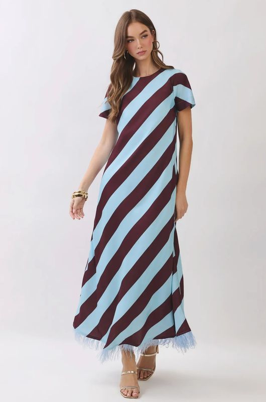 Feather Hem Maxi Dress