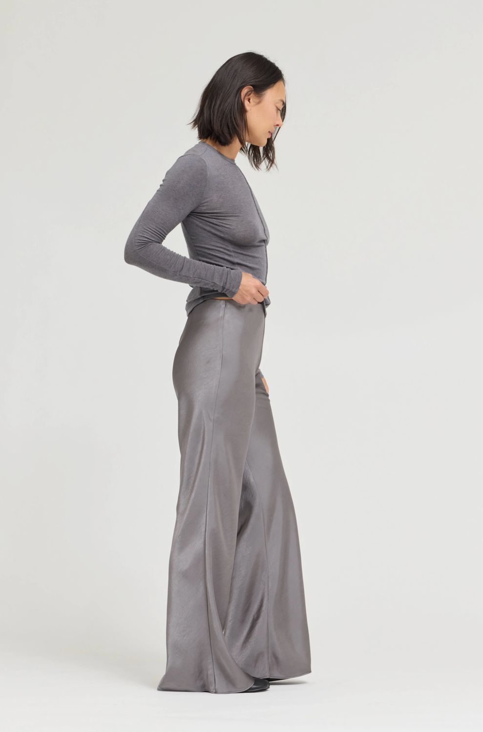 Steel Grey Satin Pant