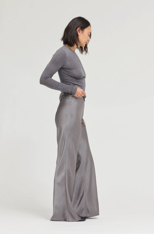 Steel Grey Satin Pant