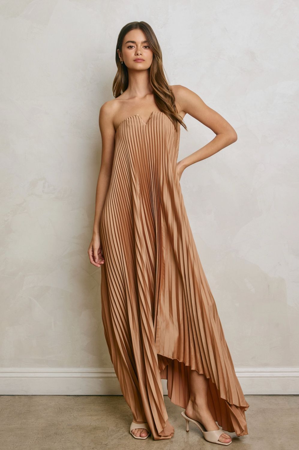 Pleated Gold Dress