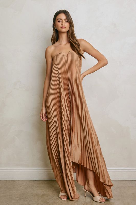 Pleated Gold Dress
