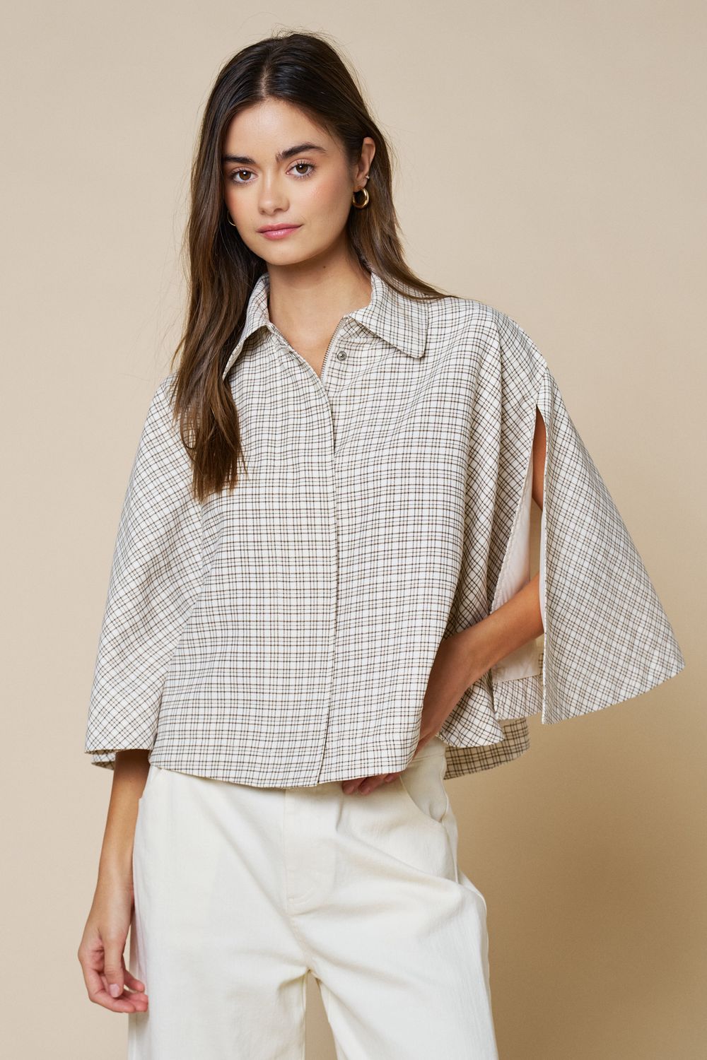 Plaid Poncho Top