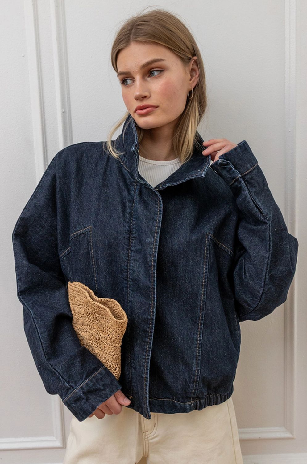 High Neck Denim Jacket