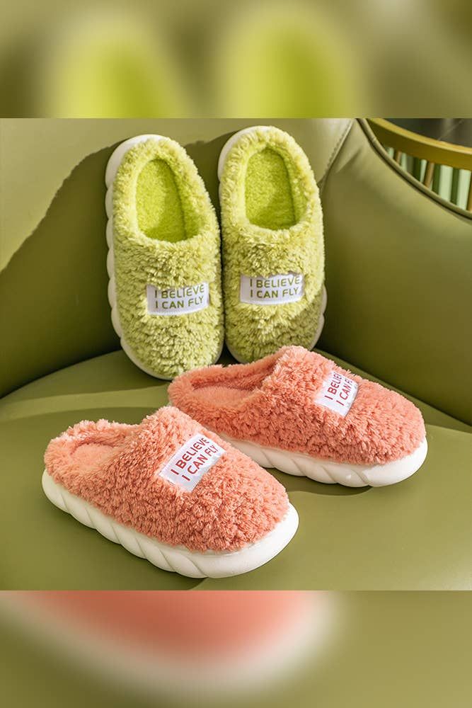 I Believe I Can Fly Slippers, Color: Olive Green, Size: 38-39/8-8.5