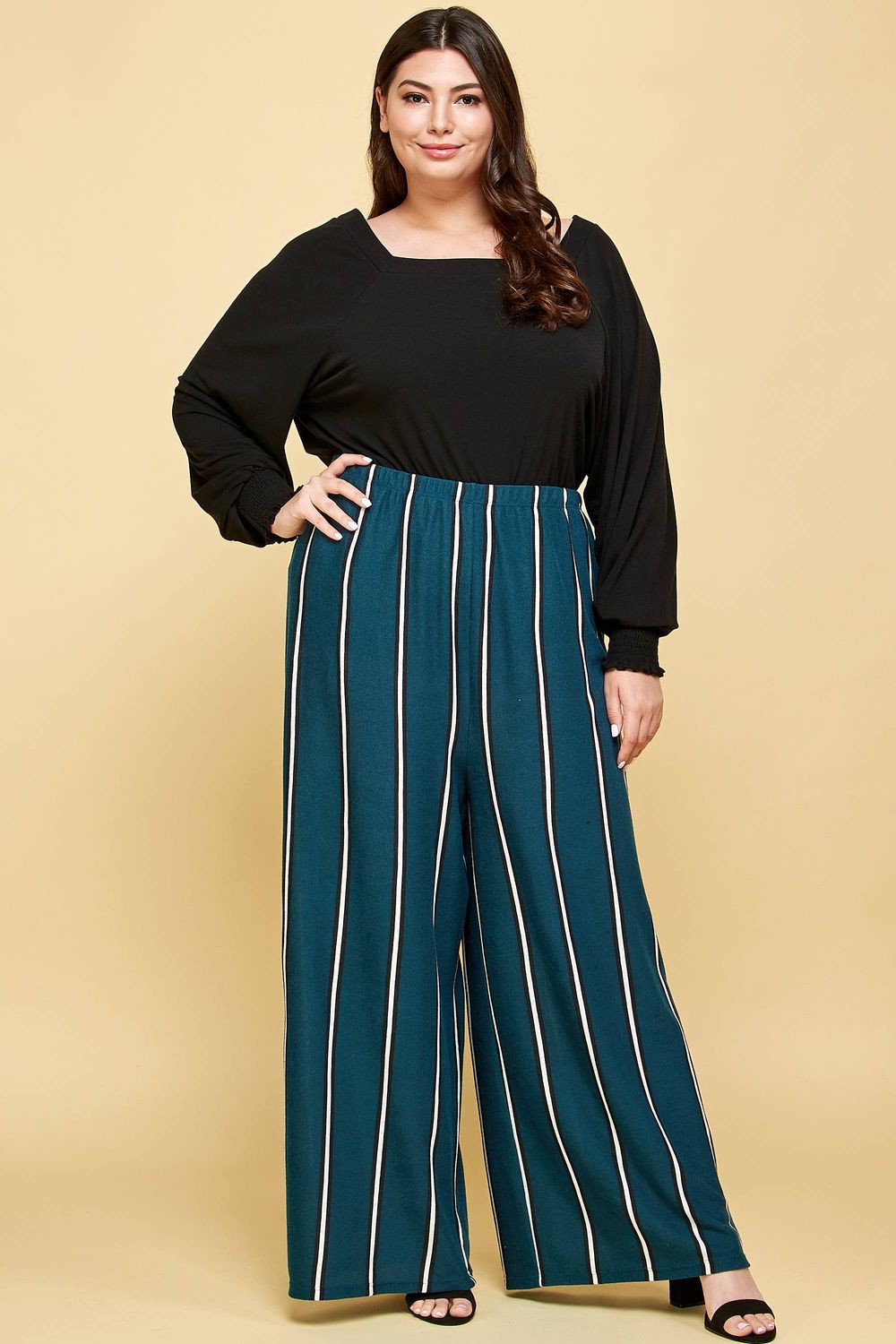 Green Striped Plus Size Palazzo Pants *NEW*, Size: 1XL