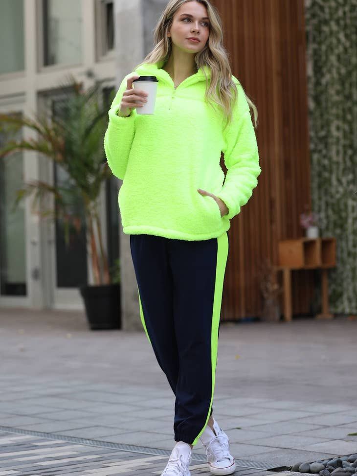 Neon Soft Sherpa Half Zip Pullover NEW!, Size: S