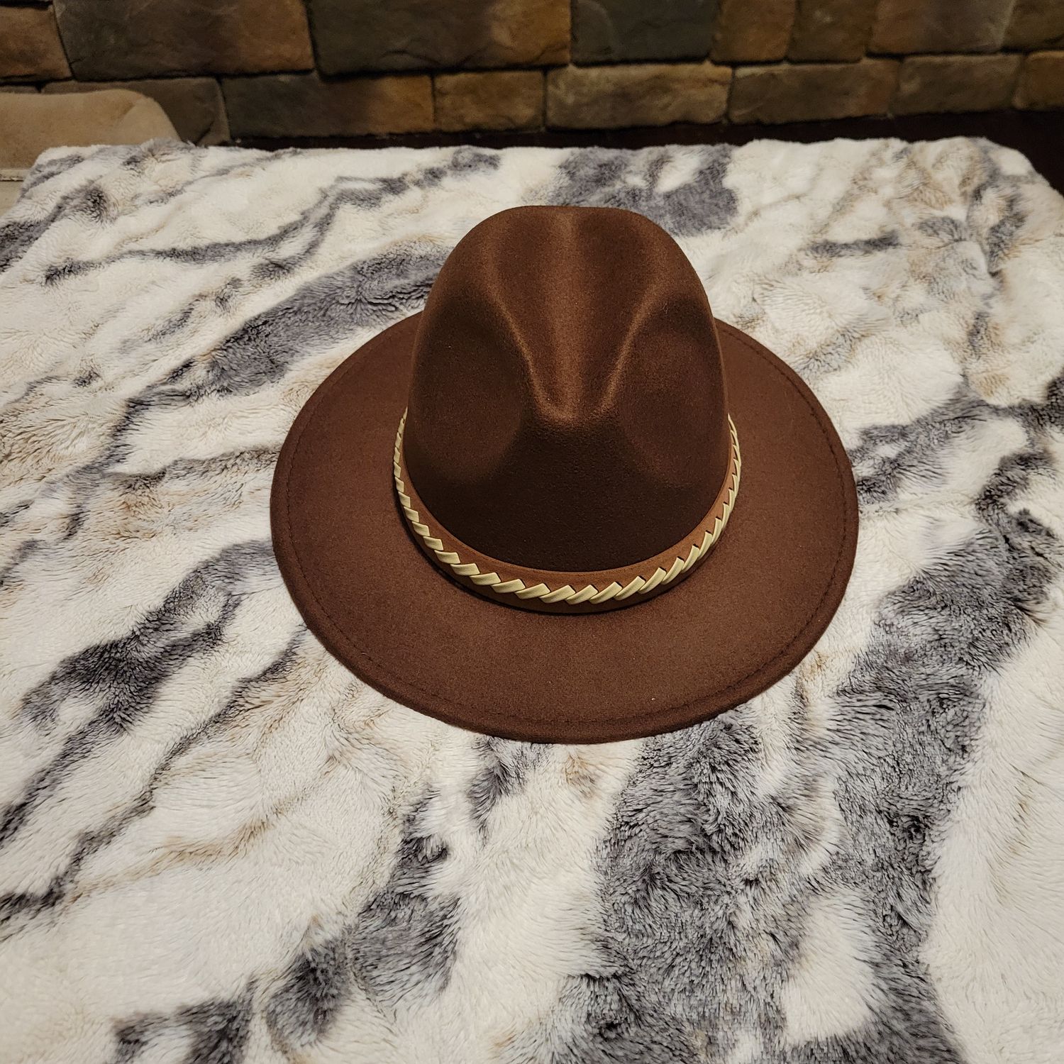 Western Belt Fedora Hat, Color: Classic, Size: Brown