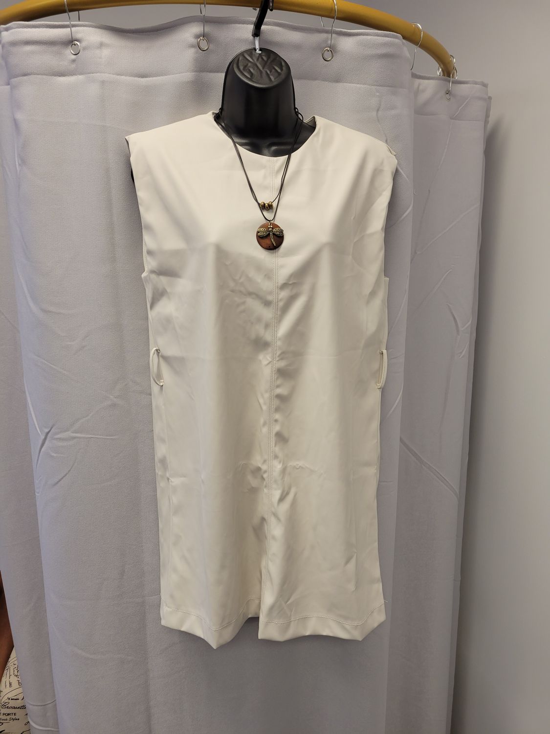 Zenana Vegan Leather Dress (New) Bone, Size: S