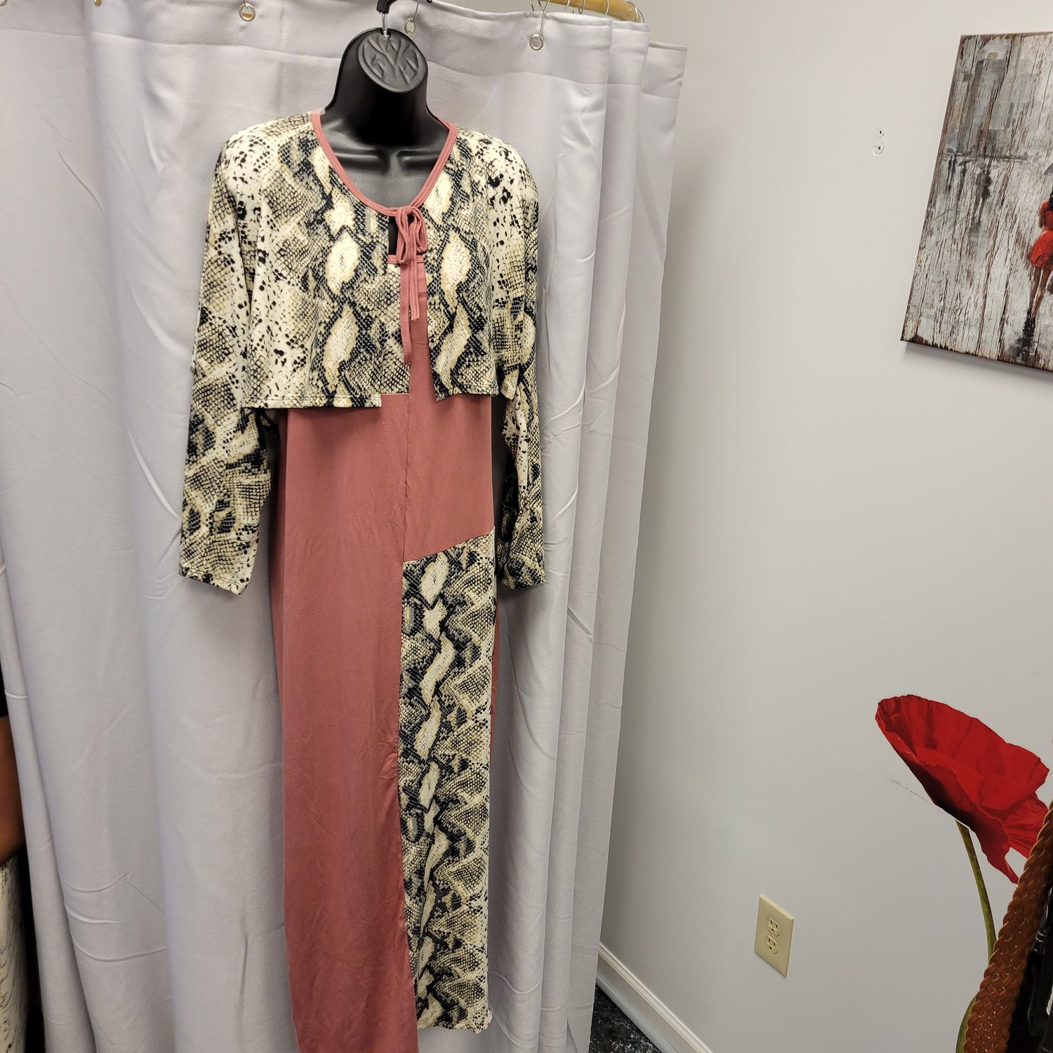 Sleeveless Color Block Dress with Cardigan *NEW* Sizes 1X-3X, Size: 1X