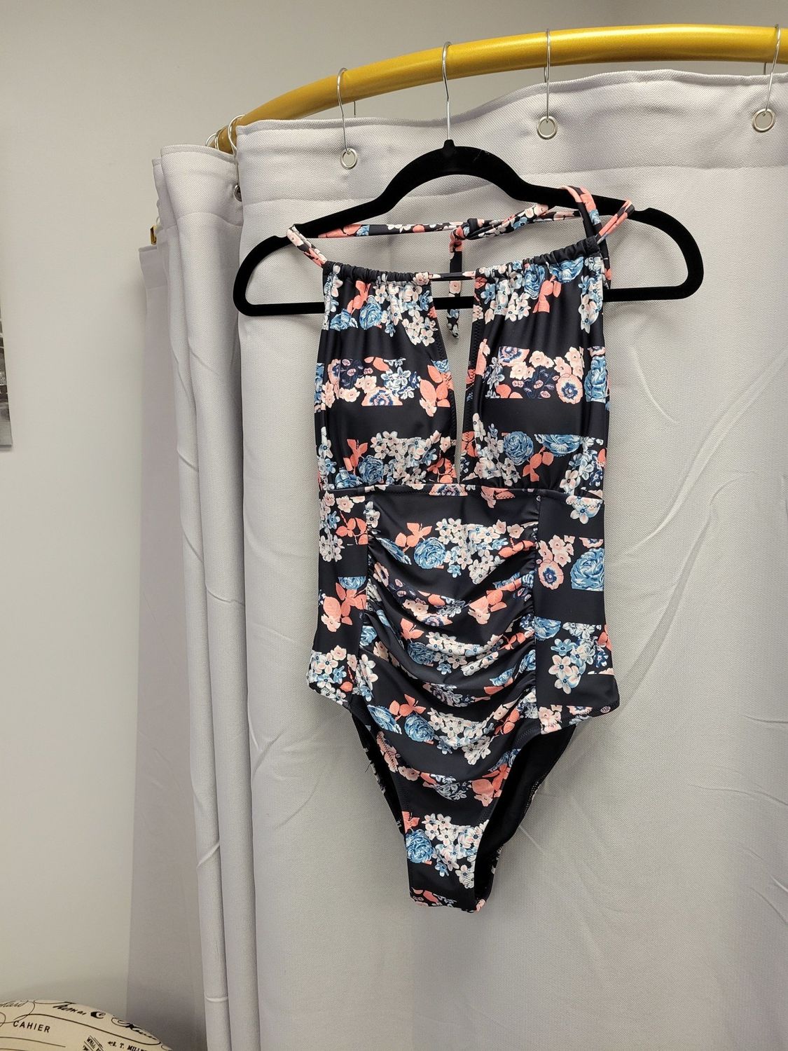 Black Floral one piece XL (pre-owned)