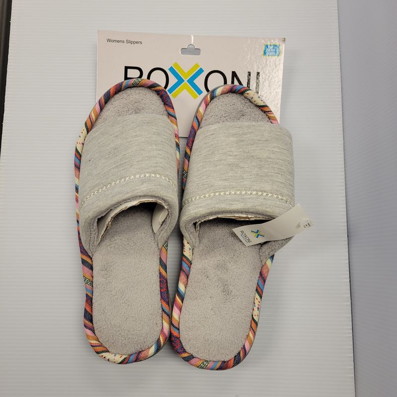 Open Toe Memory Foam Slippers Multi Border
