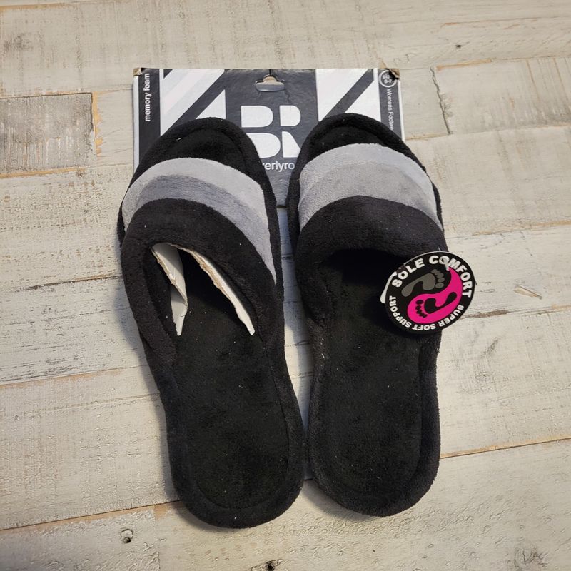 BR Open Toe Memory Foam Striped Slippers