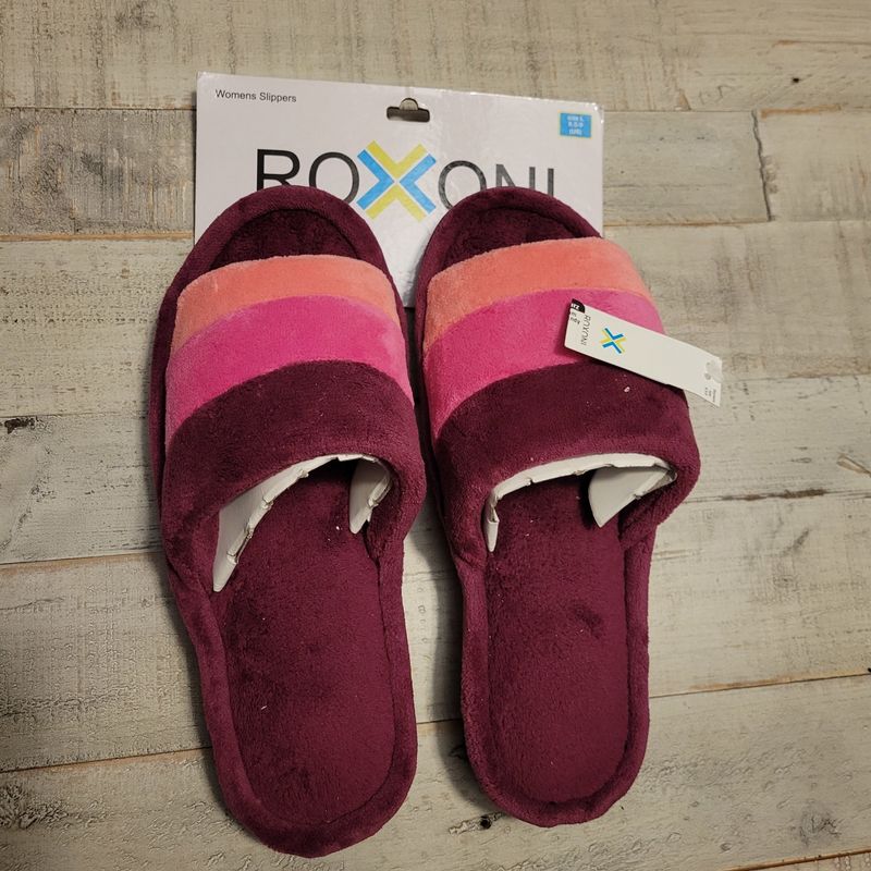 Open Toe Memory Foam Striped Slippers