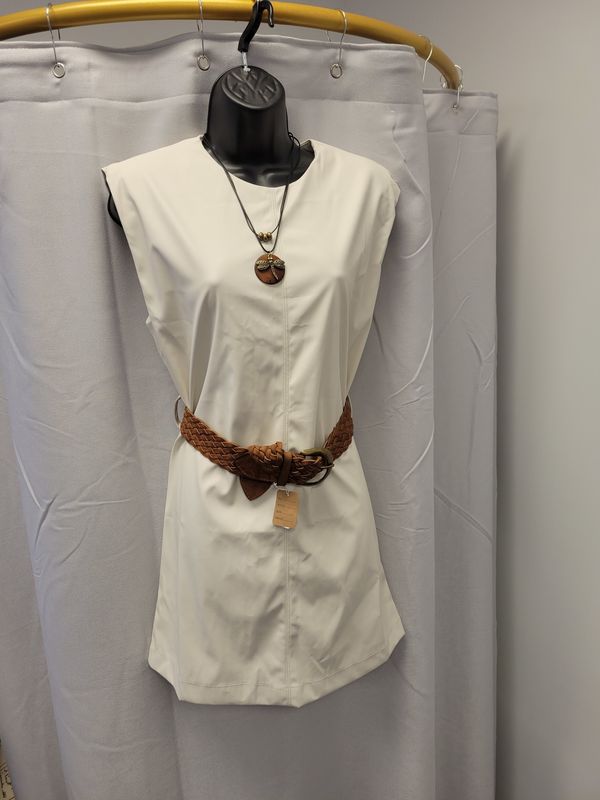 Zenana Vegan Leather Dress (New) Bone
