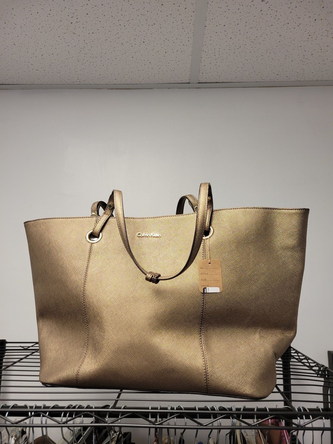 CK Gold Nylon Shoulder Tote
