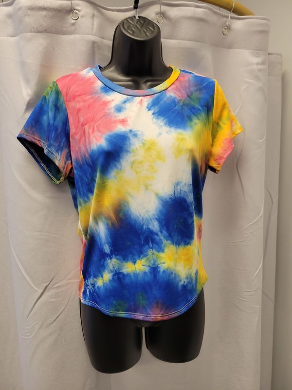 Multi-colored Tie Dye Tee (new) (L)