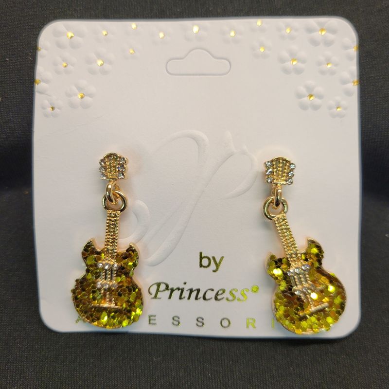 Rhinestone Guitar Dangle Earrings