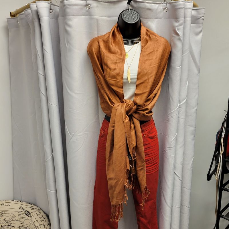 Copper &quot;Silk Feel&quot; Wrap/Scarf with Fringe (OS)Pre-owned