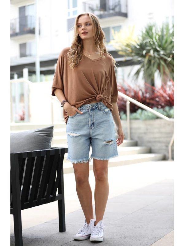 Distressed Denim Bermuda Shorts *New*
