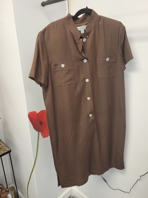 SHOMI Brown Silk Dress (12)Pre-owned