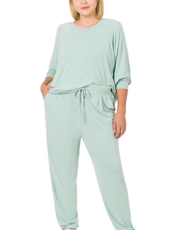Plus Size Lt Green Raglan Sleeve Pullover &amp; Jogger Set *NEW*