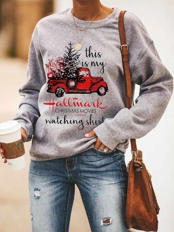 Grey Hallmark Xmas Movies Watching Sweatshirt