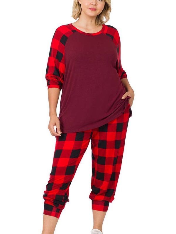 Plus Buffalo Plaid Loungewear Set