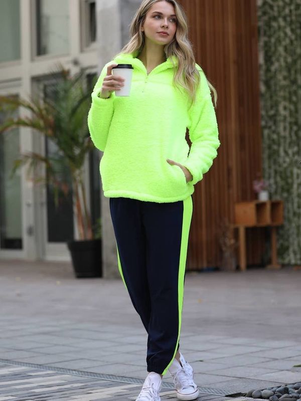 Neon Soft Sherpa Half Zip Pullover NEW!