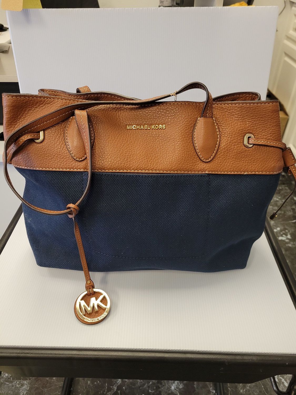 MK Lrg Canvas and Leather Purse (pre-owned)