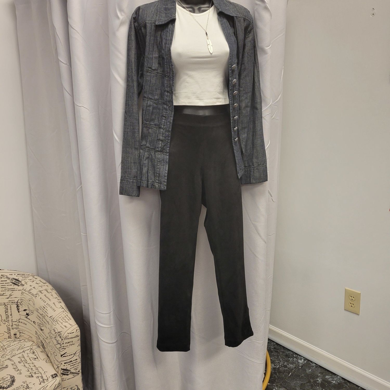 Fifteen Twenty Black Suede Pants (L) Pre-owned