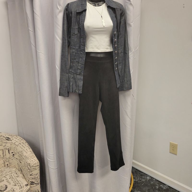 Fifteen Twenty Black Suede Pants (L) Pre-owned