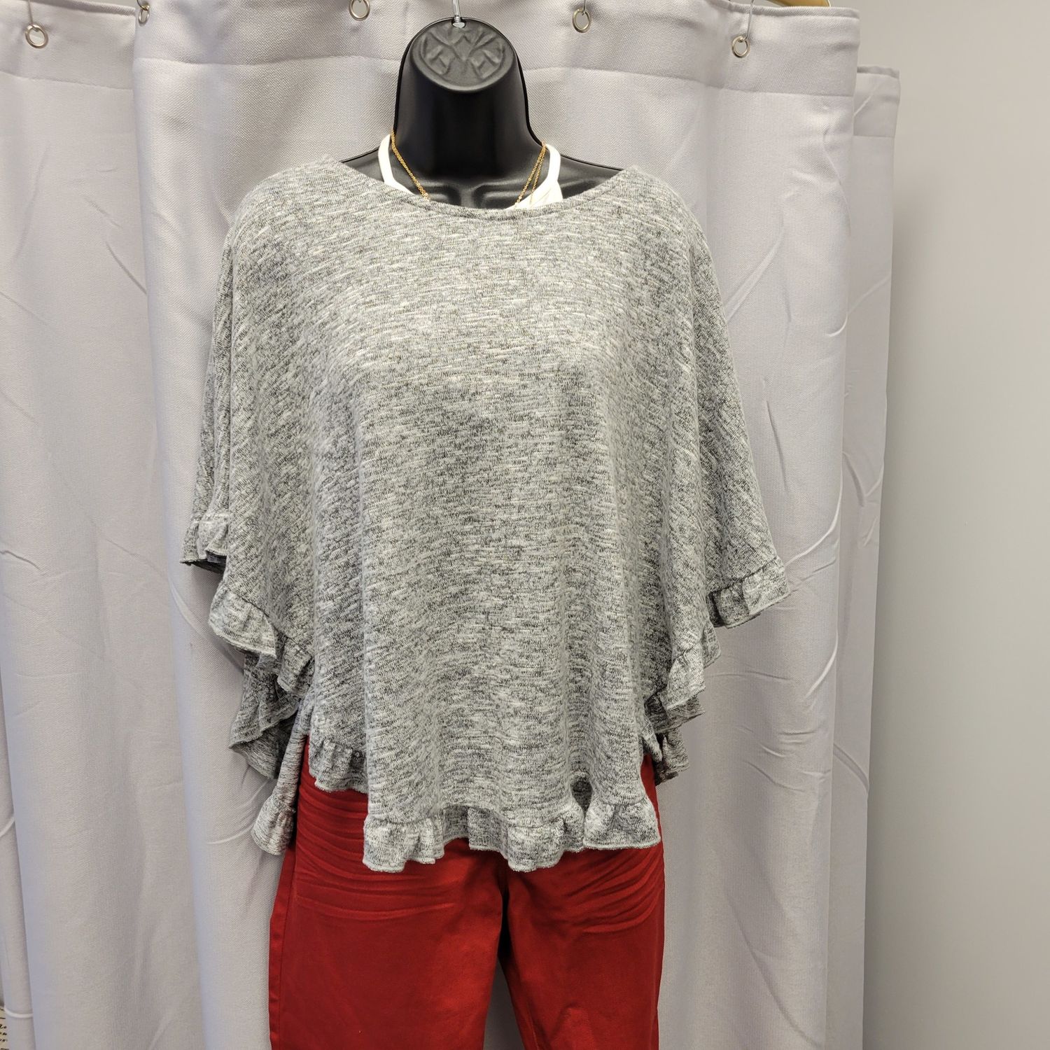 Gray Ruffled Shawl (OS) Pre-owned
