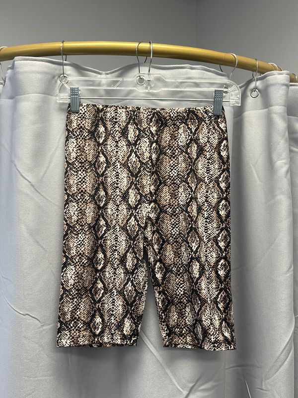 Tan/Brown Snake Print Biker Shorts