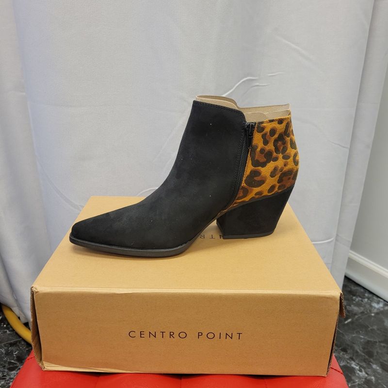 Black Suede and Leopard Print Boots(9.5)NWT