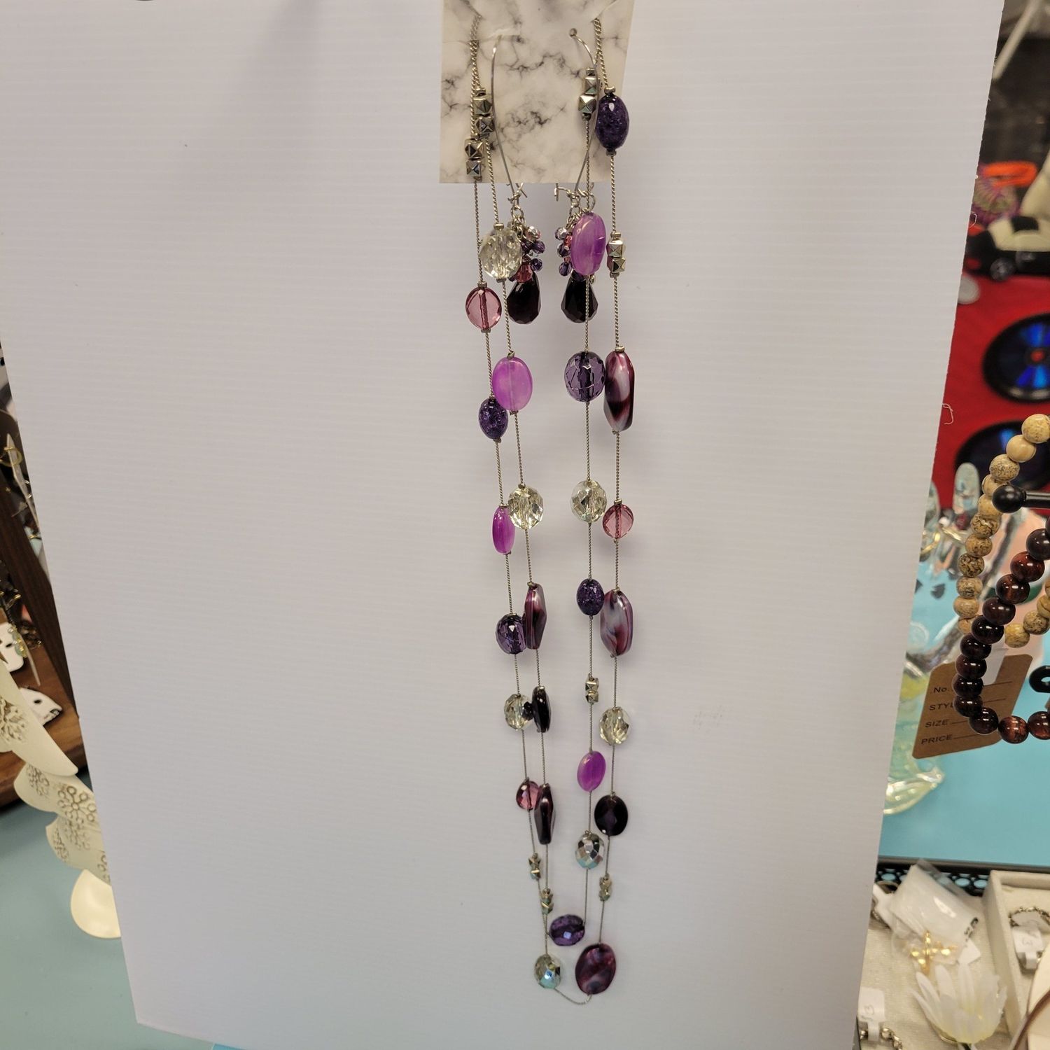 Amethyst Crystal Drop Earring/Necklace Set (Pre-owned)