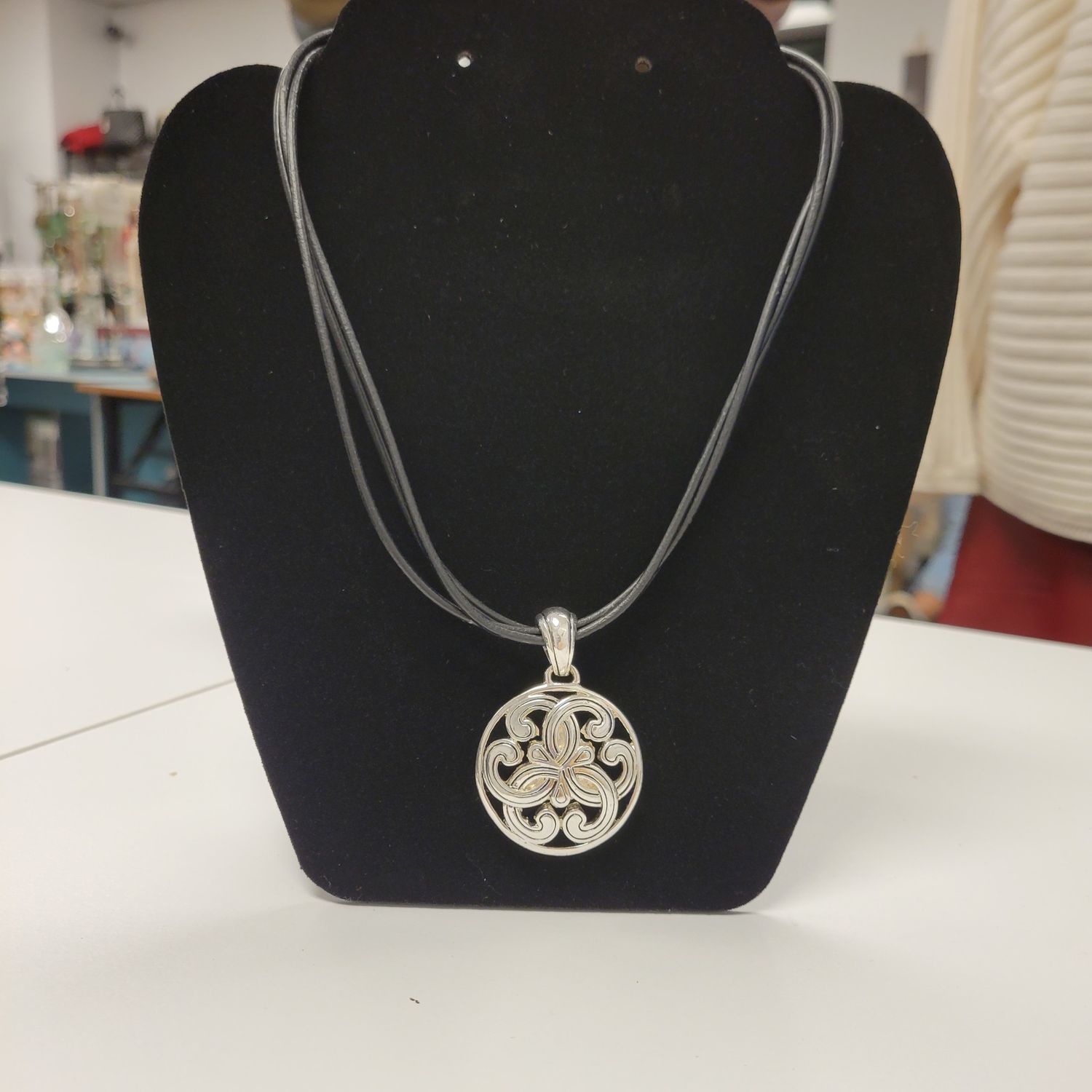 Napier Filigree Silver Pendant Cord Necklace (Gently Used)