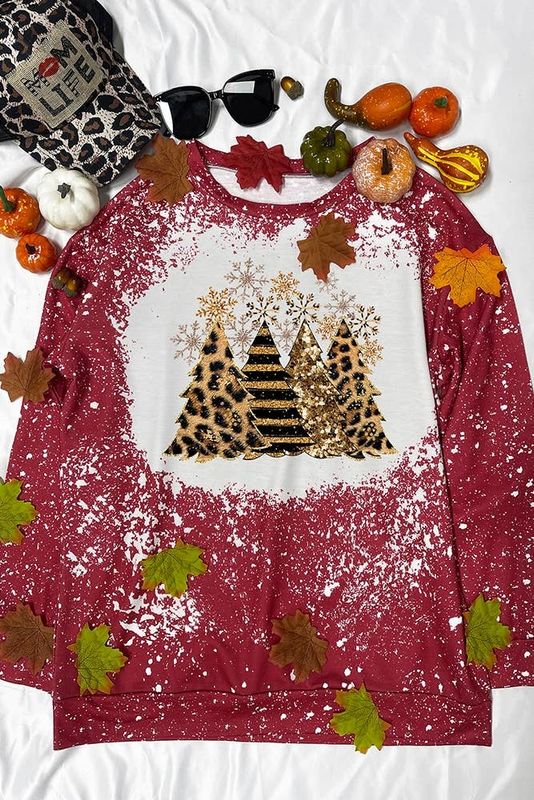 Bleached Christmas Trees Long Sleeve Top (XXL) NEW