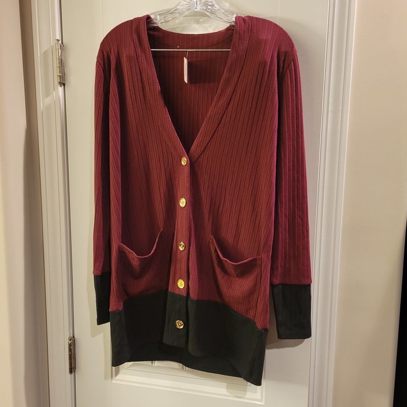 Michael Kors Burgundy/Black Cardigan (L)