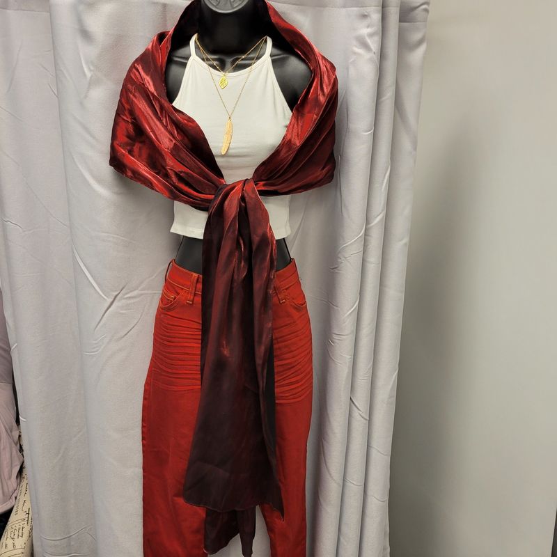 Double Face Red/Black Silk Wrap/Scarf (OS)Pre-owned
