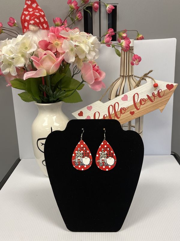 Red Polka-Dot Gnome Couple Earrings