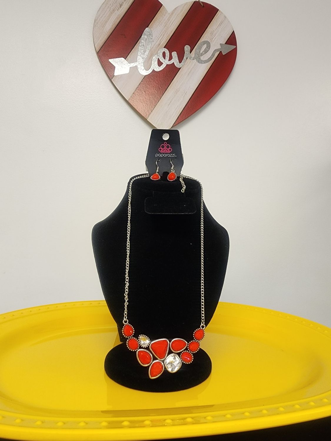 Breathtaking Brilliance Red Necklace and Earring Set