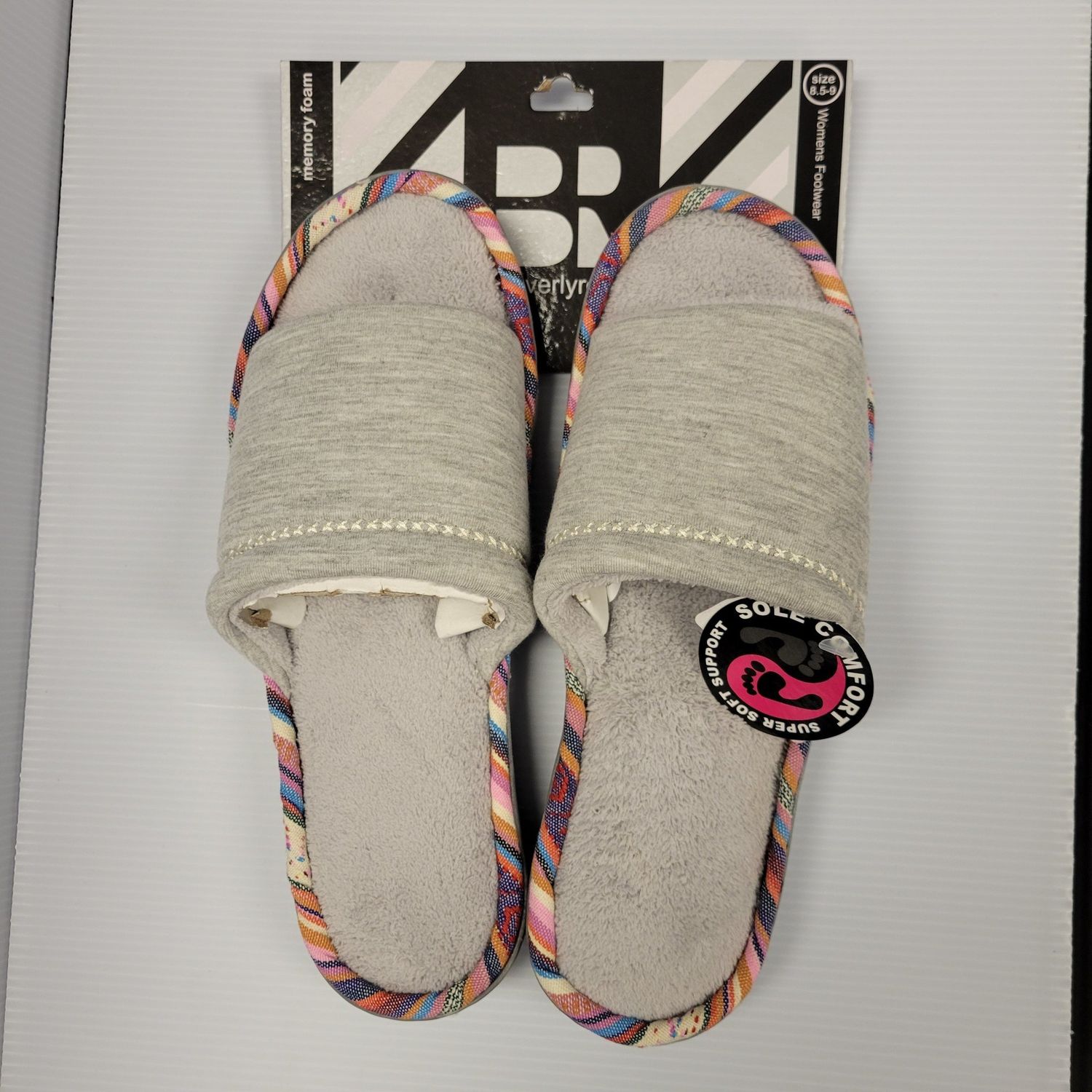 BR Open Toe Memory Foam Slippers Multi Border