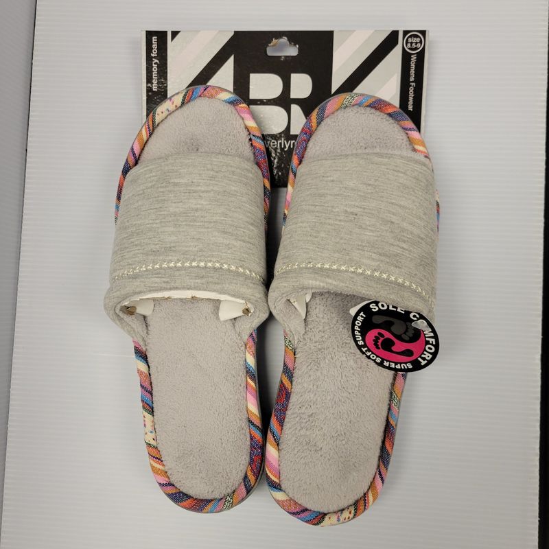 BR Open Toe Memory Foam Slippers Multi Border