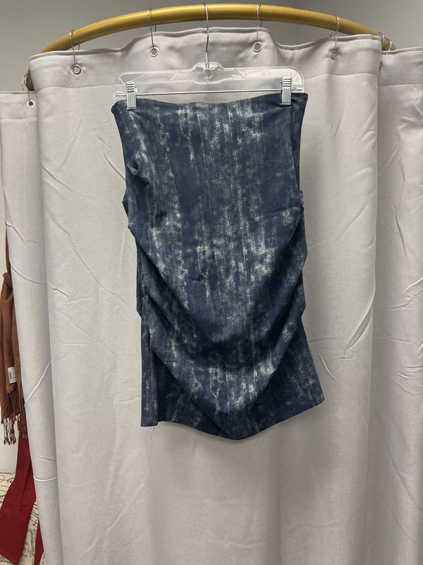 Artelier Nicole Miller Ruched Denim Skirt (8) Pre-owned