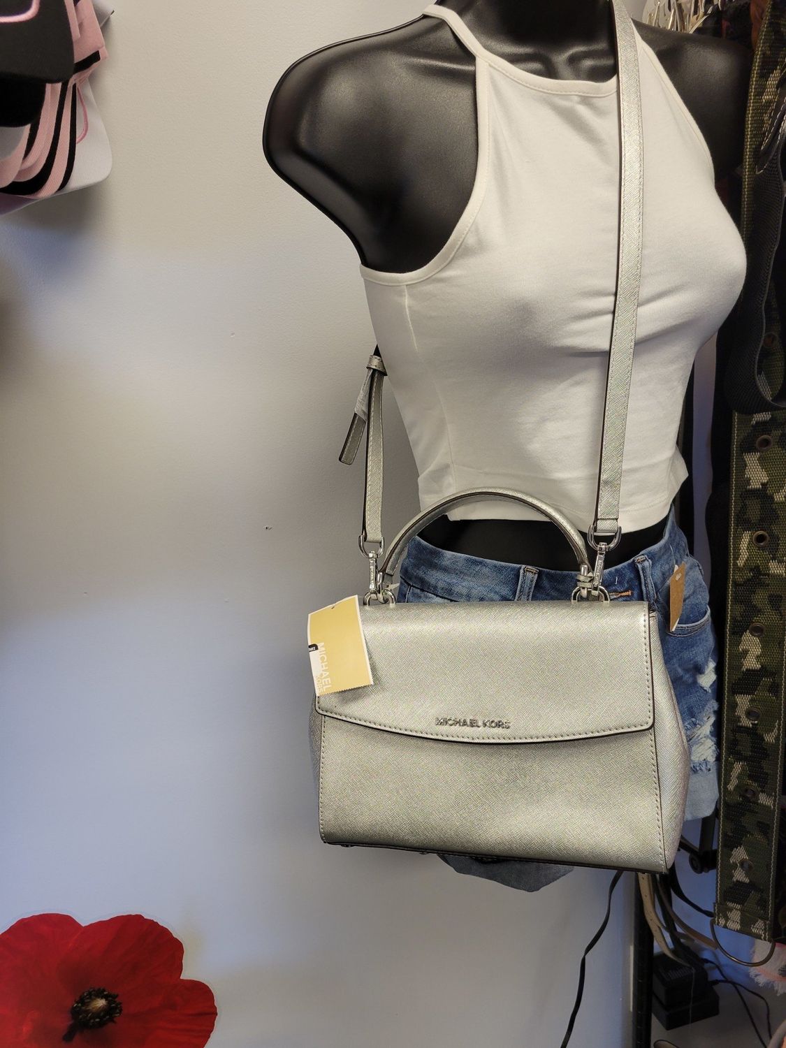MK Silver Satchel Purse (NWT)