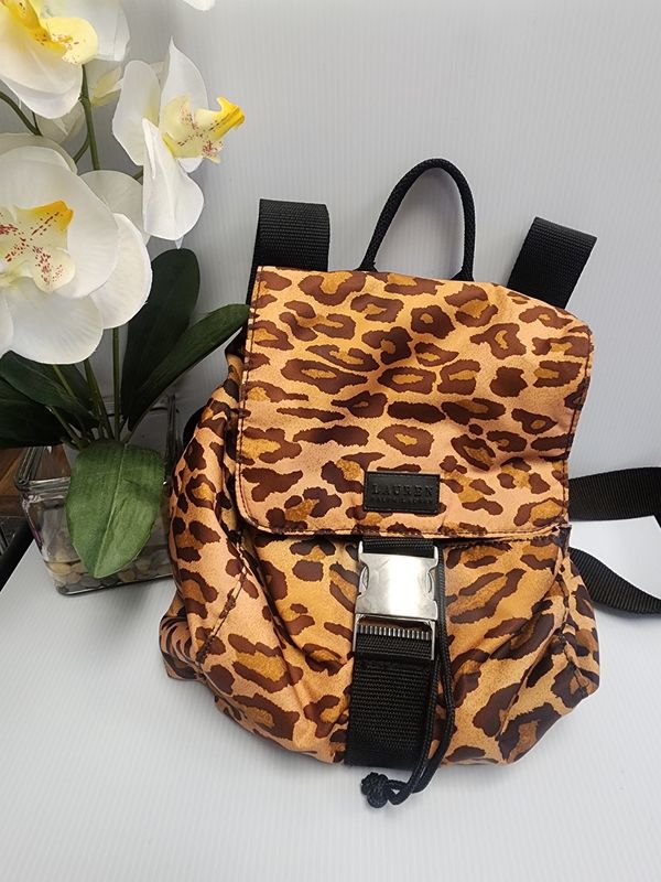 Ralph Lauren Leopard Drawstring Backpack Purse (Pre-owned)
