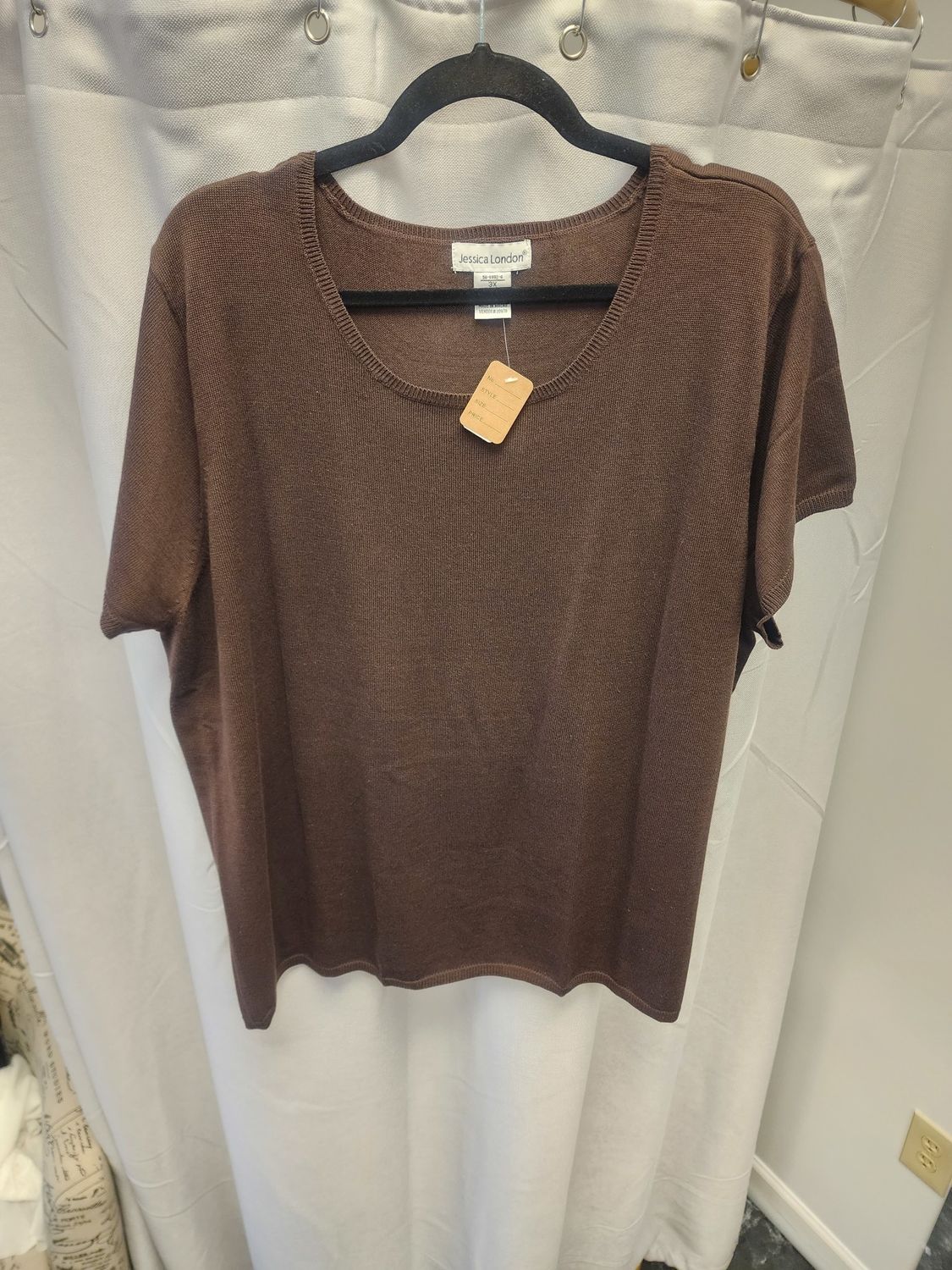 Jessica London Plus Chocolate Short Sleeve Sweater (3X) nwot