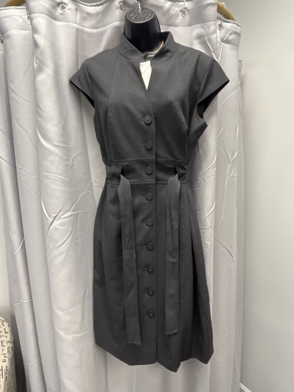 CK Button-down Cap Sleeve Dress with Belt Tie (12) (Like New)