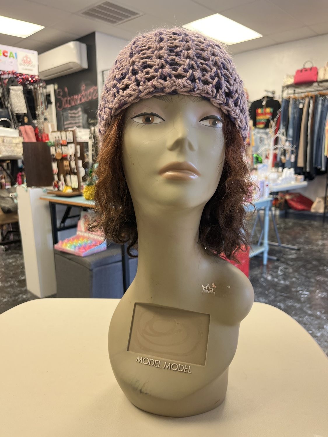 Crochet Lightweight Multi-colored (Plum) Beanie (OS)
