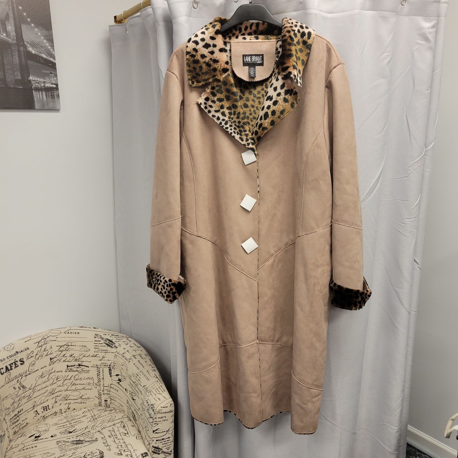 Lane Bryant Suede Animal Print Winter Coat (32W)*BRAND NEW*